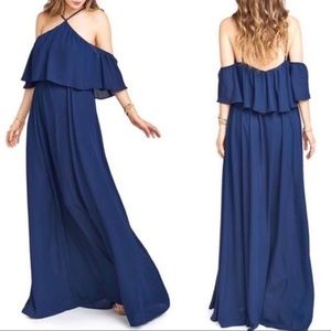 Show Me Your Mumu Rebecca Ruffle Maxi Navy Dress S